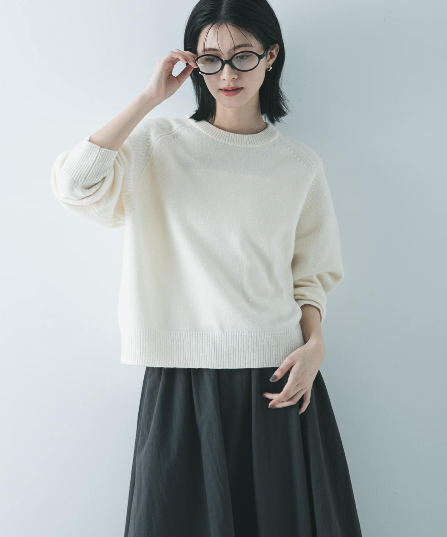 URBAN RESEARCH「ウォッシャブルウールカシミヤニット」|ニット・セーター|オフホワイト