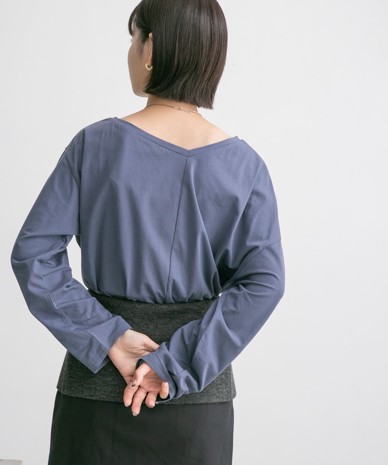  「アシメネックカットソー」|Tシャツ・カットソー|ブルー系その他