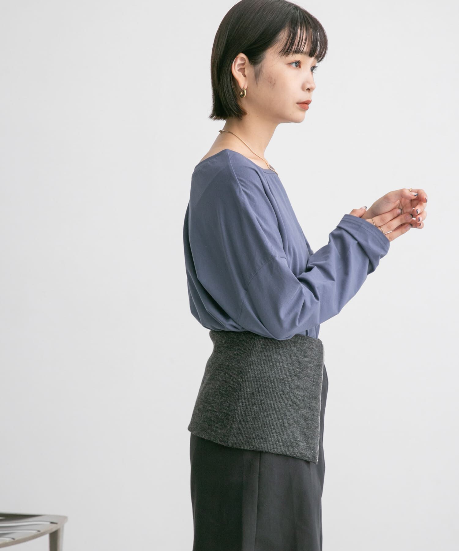  「アシメネックカットソー」|Tシャツ・カットソー|