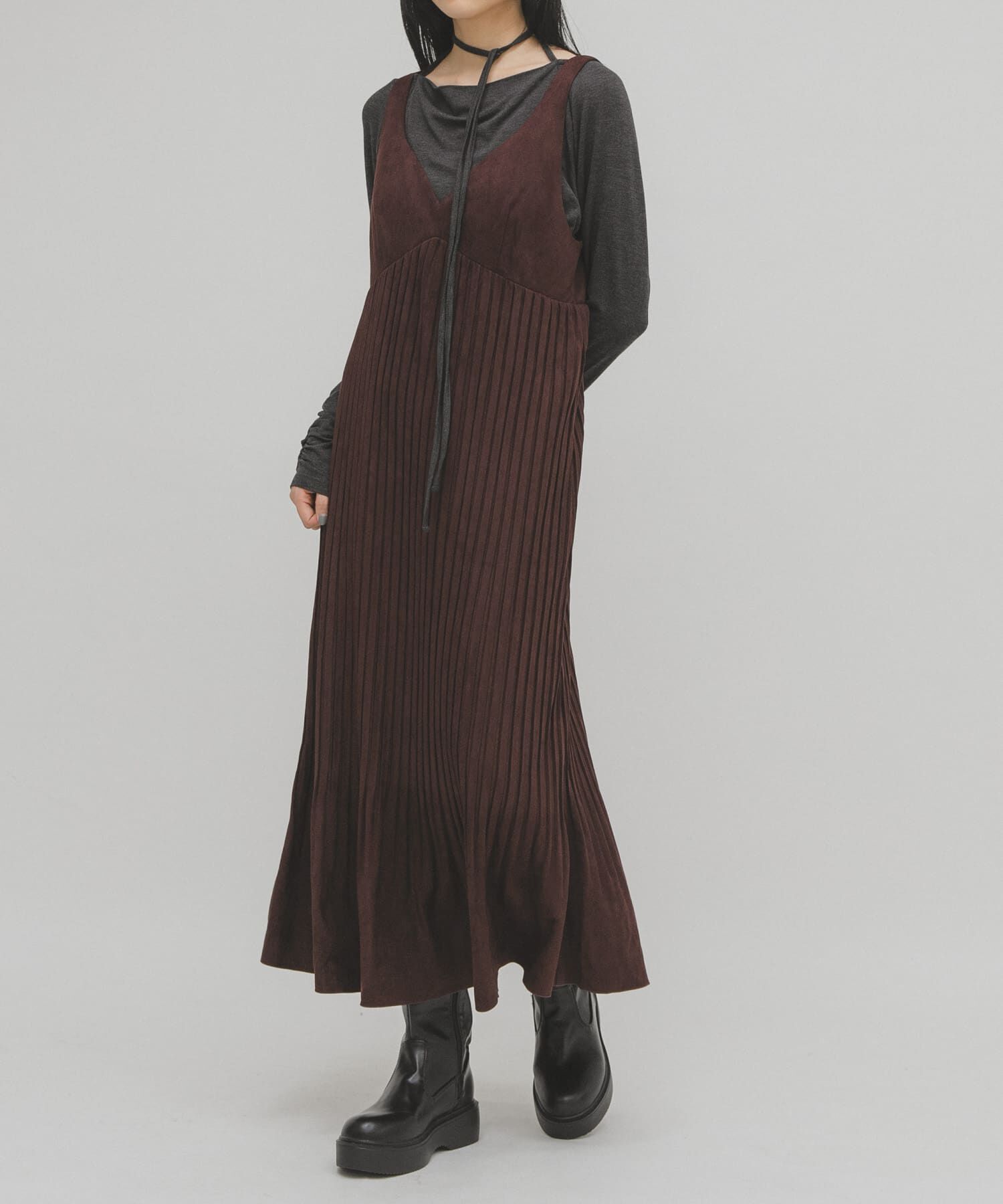  「ピーチスキンプリーツワンピース」|ワンピース|