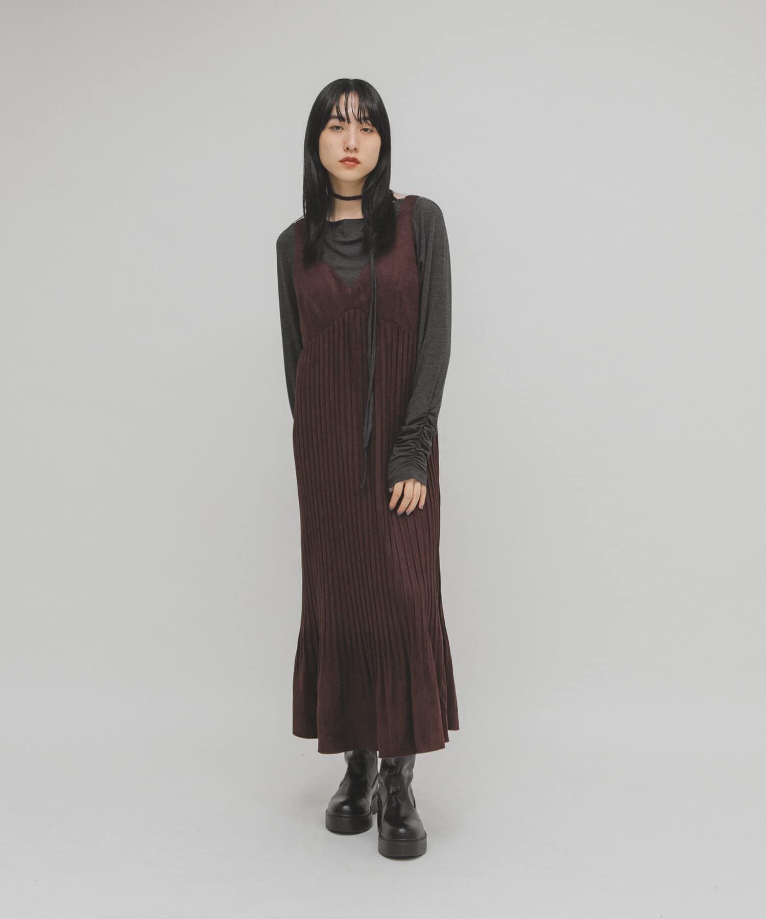  「ピーチスキンプリーツワンピース」|ワンピース|