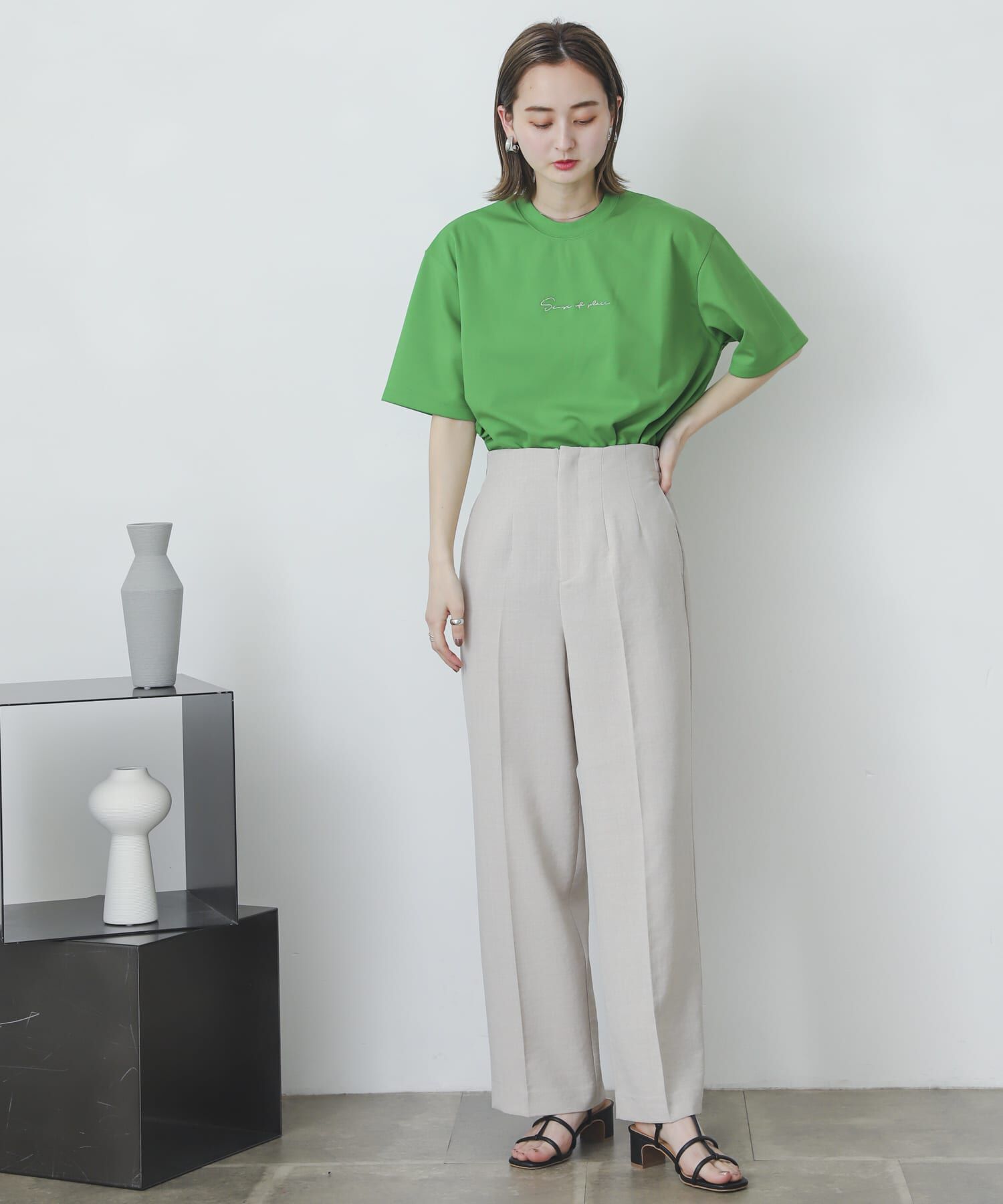 SENSE OF PLACE by URBAN RESEARCH「シシュウポンチTシャツ(5分袖)」|Tシャツ・カットソー|