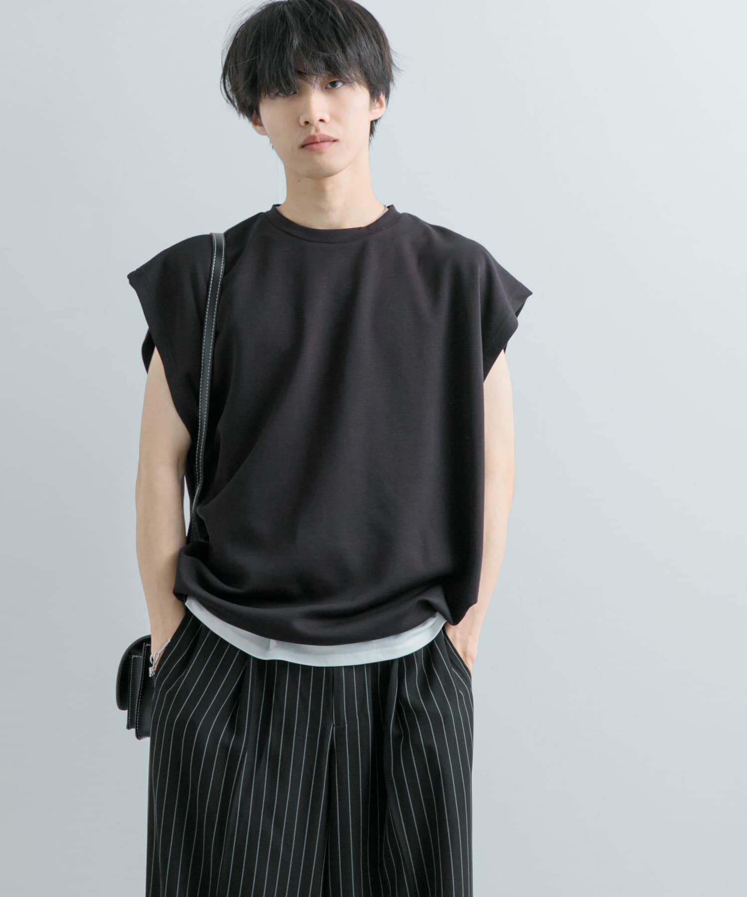 SENSE OF PLACE by URBAN RESEARCH「エクストラルーズドローコードノースリーブTシャツ」|Tシャツ・カットソー|