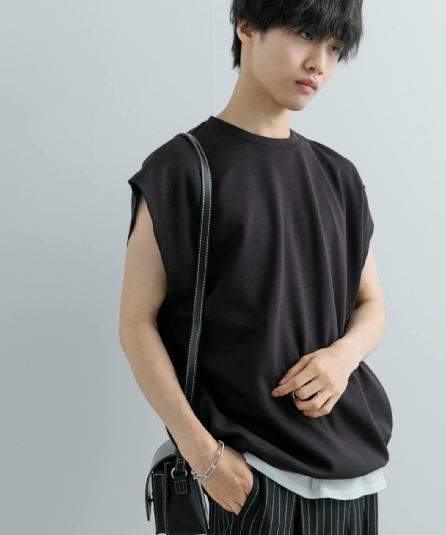 SENSE OF PLACE by URBAN RESEARCH「エクストラルーズドローコードノースリーブTシャツ」|Tシャツ・カットソー|