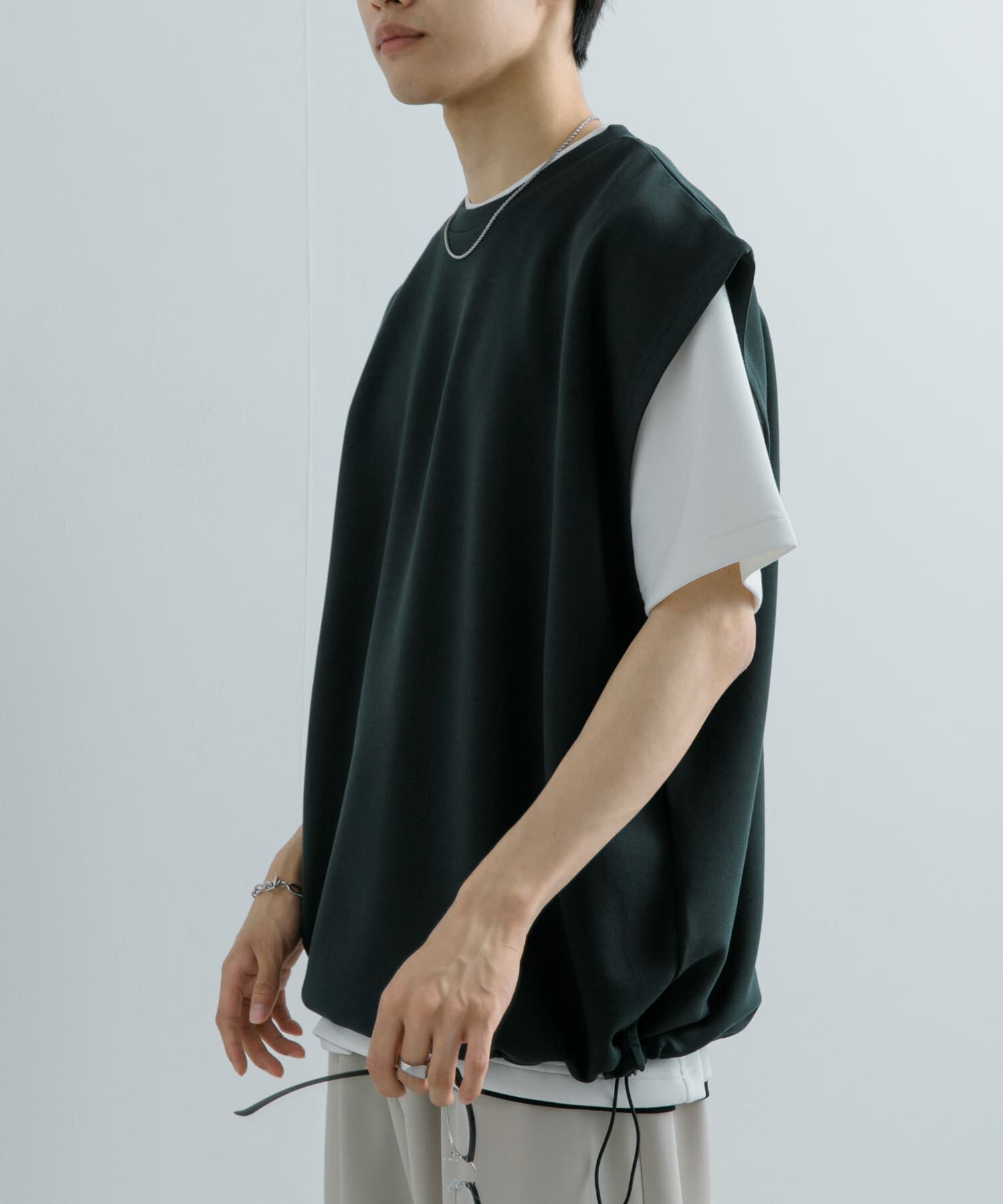 SENSE OF PLACE by URBAN RESEARCH「エクストラルーズドローコードノースリーブTシャツ」|Tシャツ・カットソー|