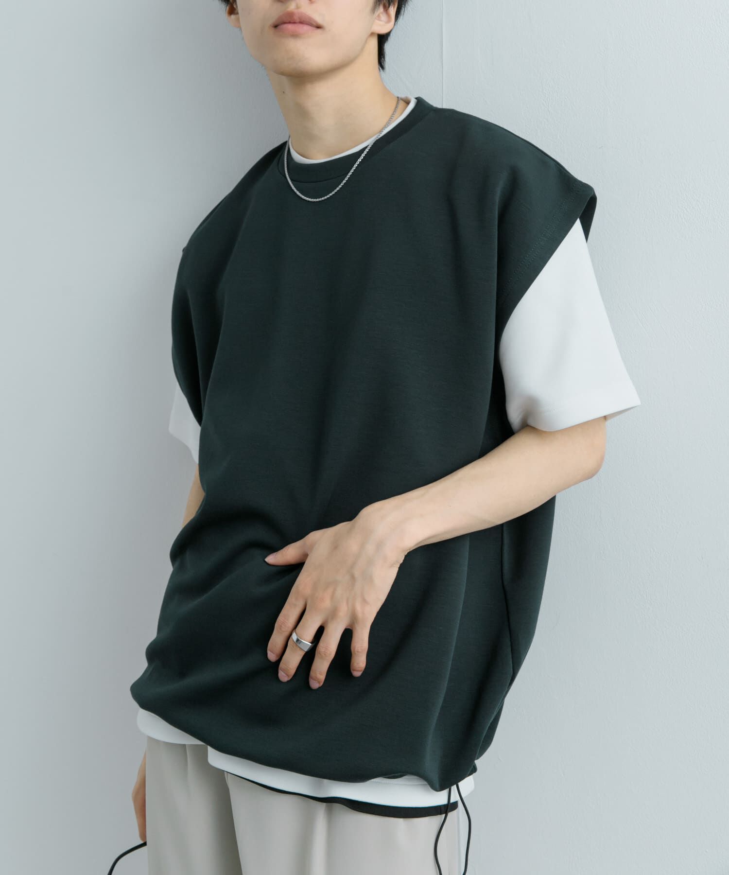 SENSE OF PLACE by URBAN RESEARCH「エクストラルーズドローコードノースリーブTシャツ」|Tシャツ・カットソー|