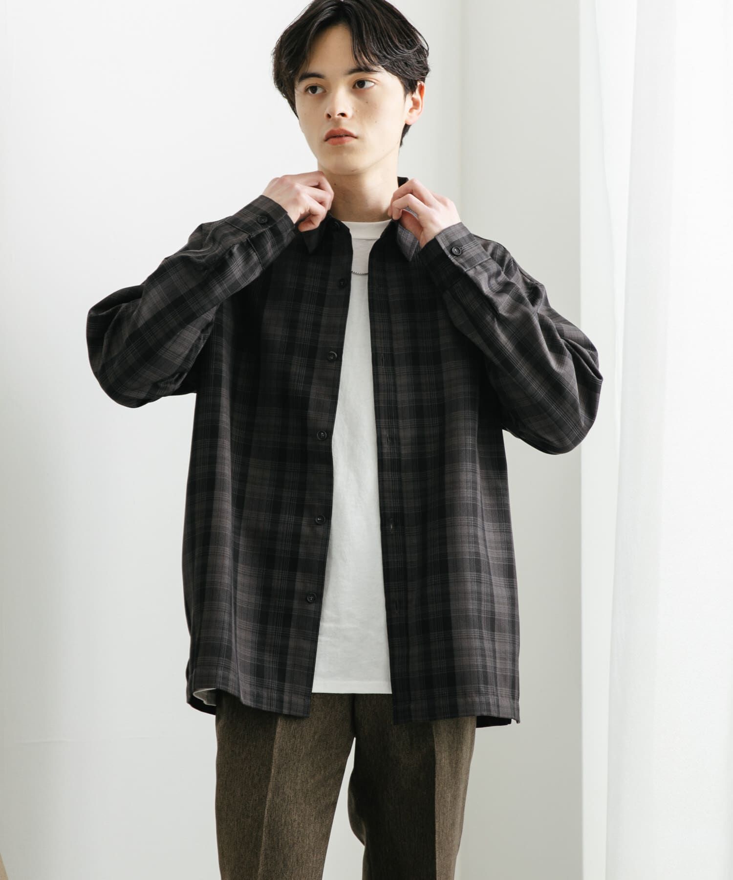 SENSE OF PLACE by URBAN RESEARCH「オンブレチェックルーズシャツ」|シャツ・ブラウス|ブラック