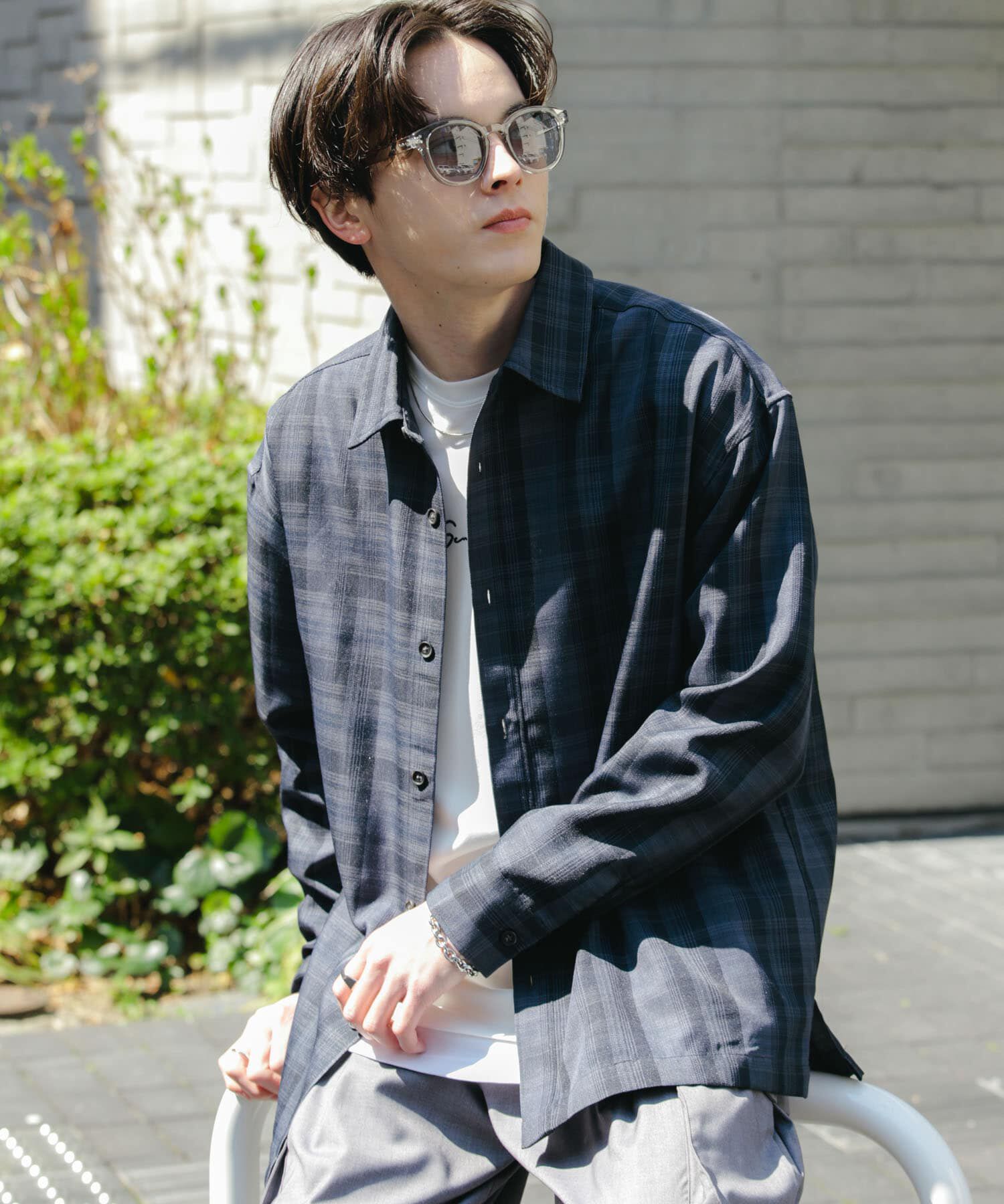 SENSE OF PLACE by URBAN RESEARCH「オンブレチェックルーズシャツ」|シャツ・ブラウス|ネイビー