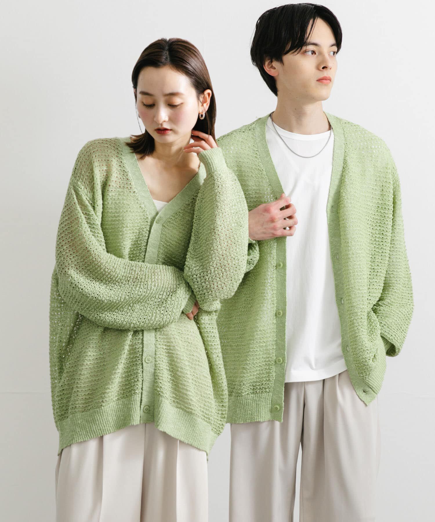 SENSE OF PLACE by URBAN RESEARCH「『ユニセックス』『洗濯可』シアーVネックカーディガン」|カーディガン|ミント