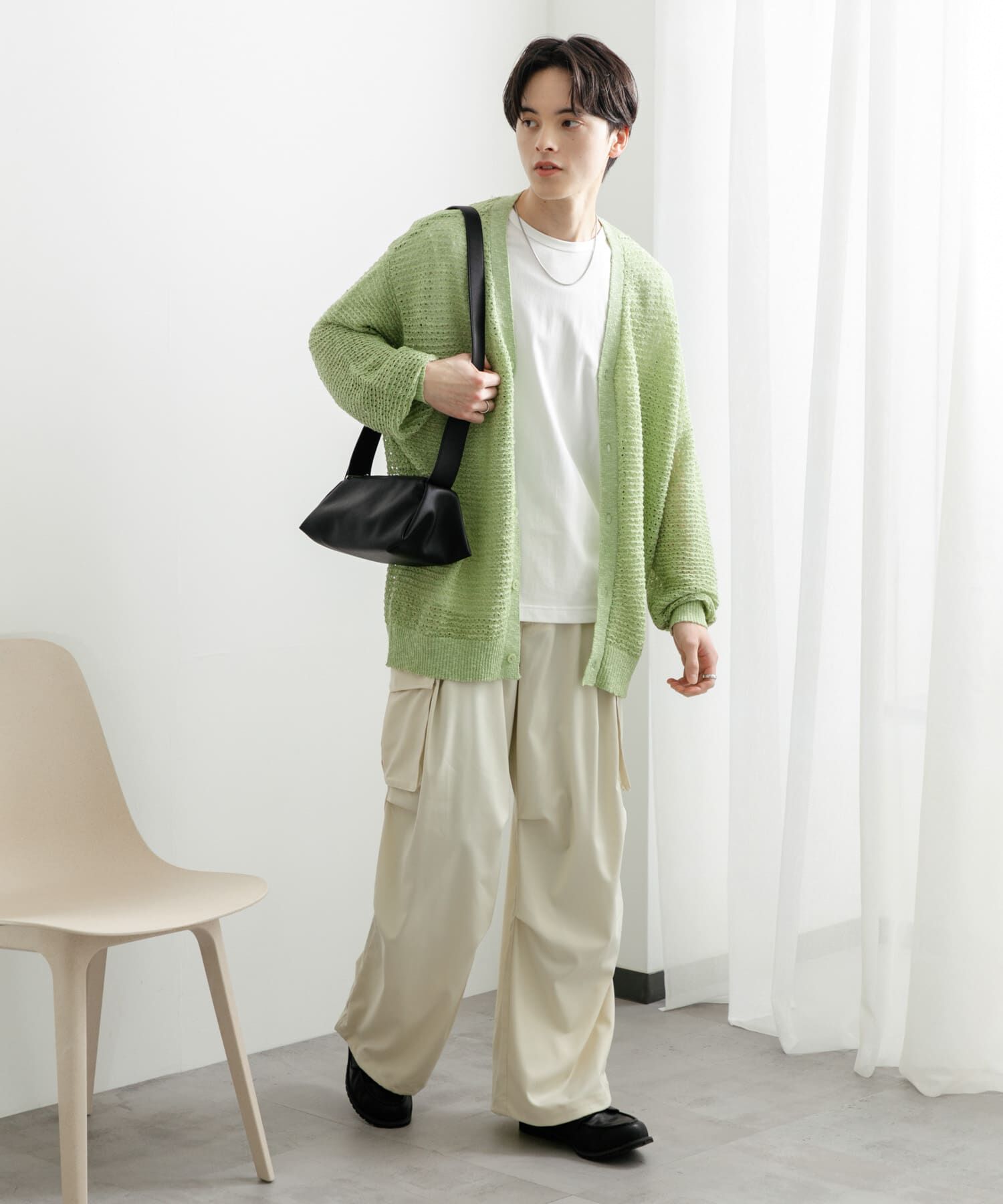 SENSE OF PLACE by URBAN RESEARCH「『ユニセックス』『洗濯可』シアーVネックカーディガン」|カーディガン|