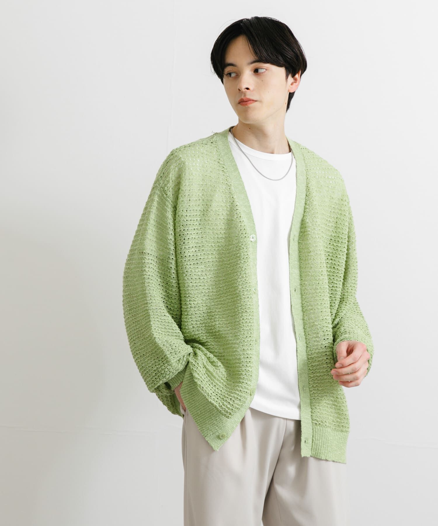 SENSE OF PLACE by URBAN RESEARCH「『ユニセックス』『洗濯可』シアーVネックカーディガン」|カーディガン|