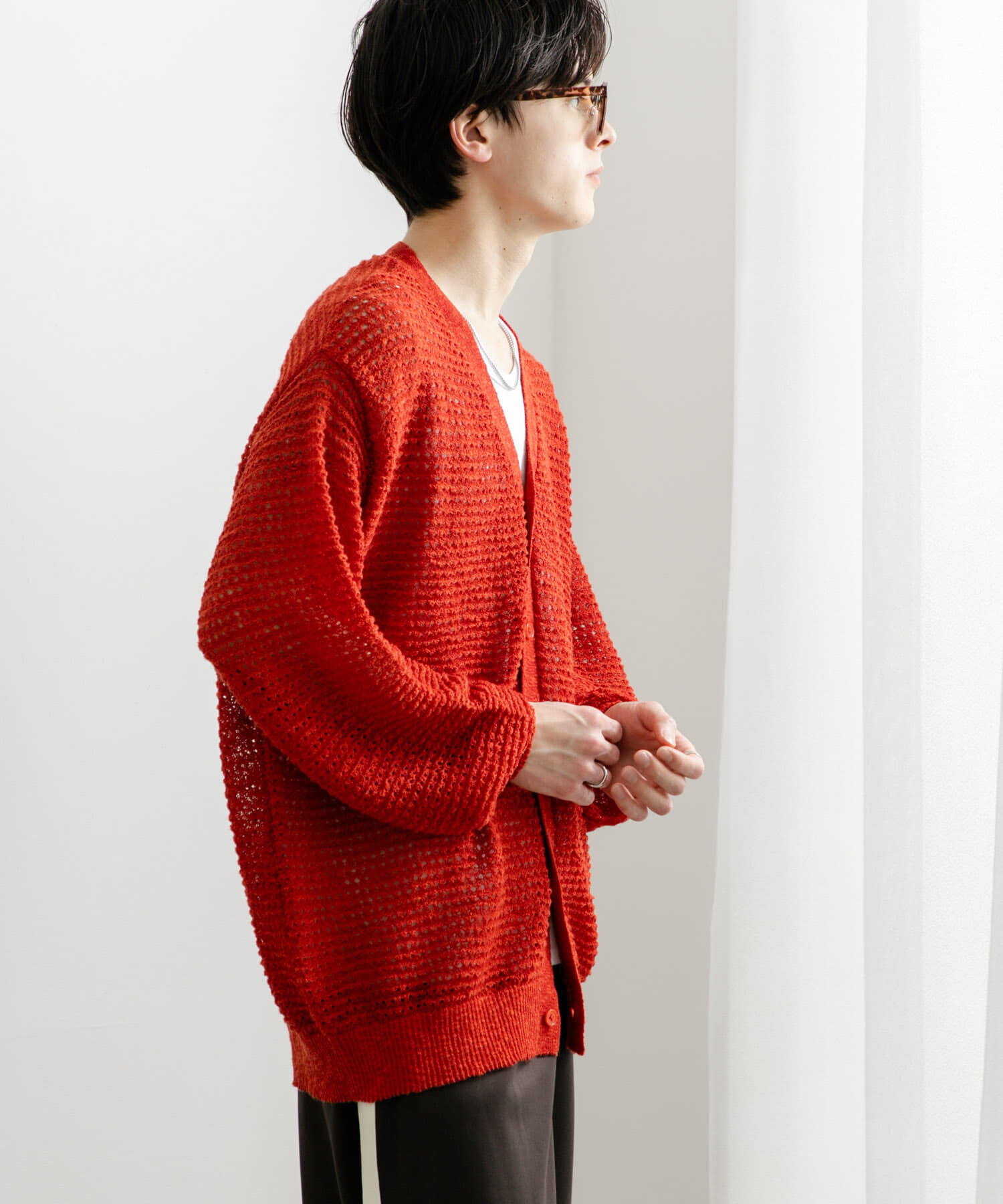 SENSE OF PLACE by URBAN RESEARCH「『ユニセックス』『洗濯可』シアーVネックカーディガン」|カーディガン|