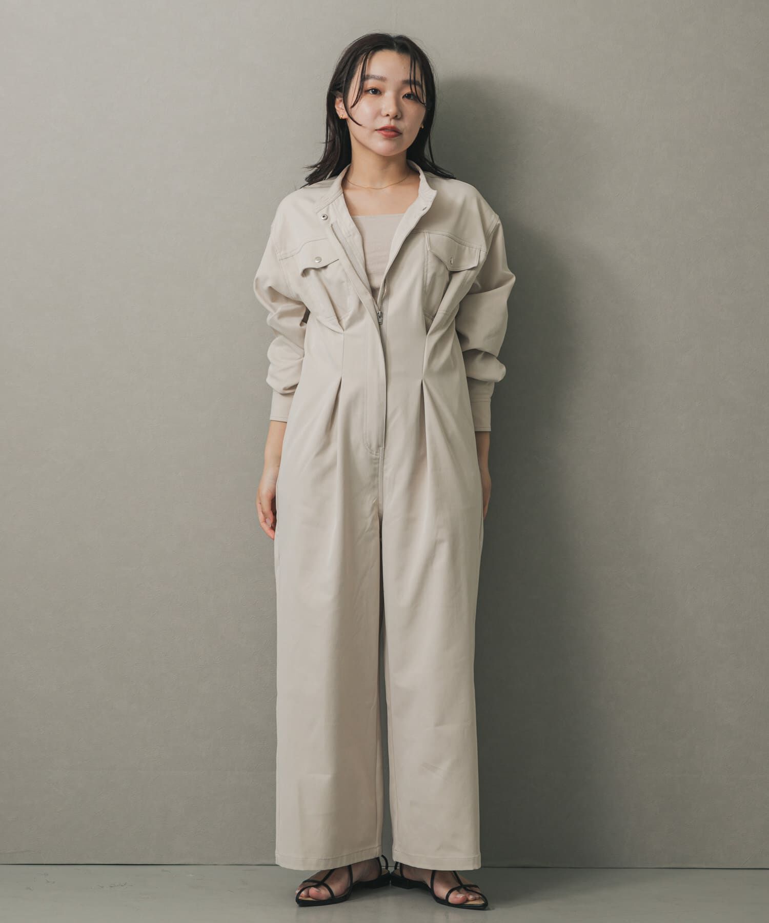 SENSE OF PLACE by URBAN RESEARCH「ノーカラーウエストタックジャンプスーツ」|ワンピース|