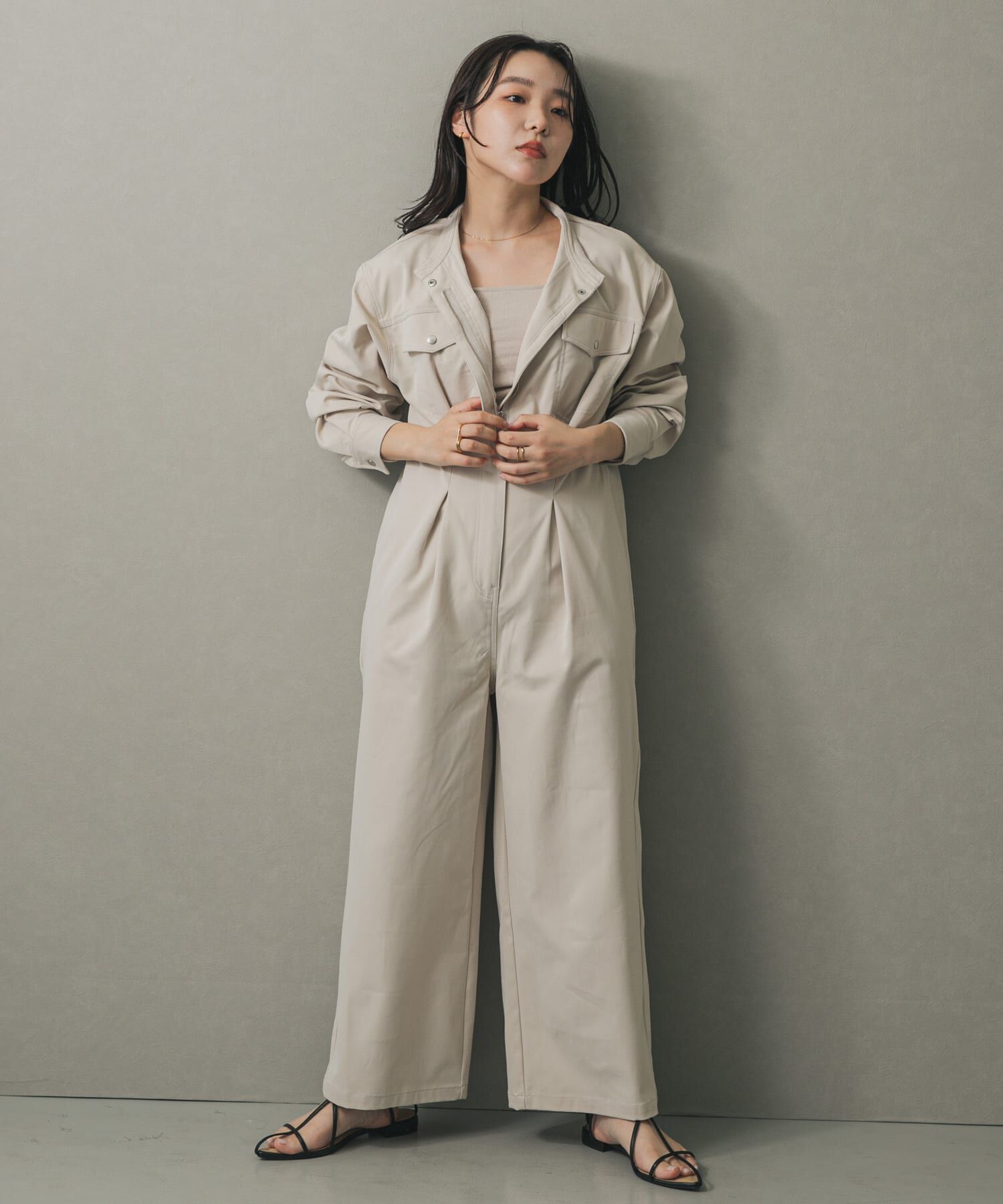 SENSE OF PLACE by URBAN RESEARCH「ノーカラーウエストタックジャンプスーツ」|ワンピース|