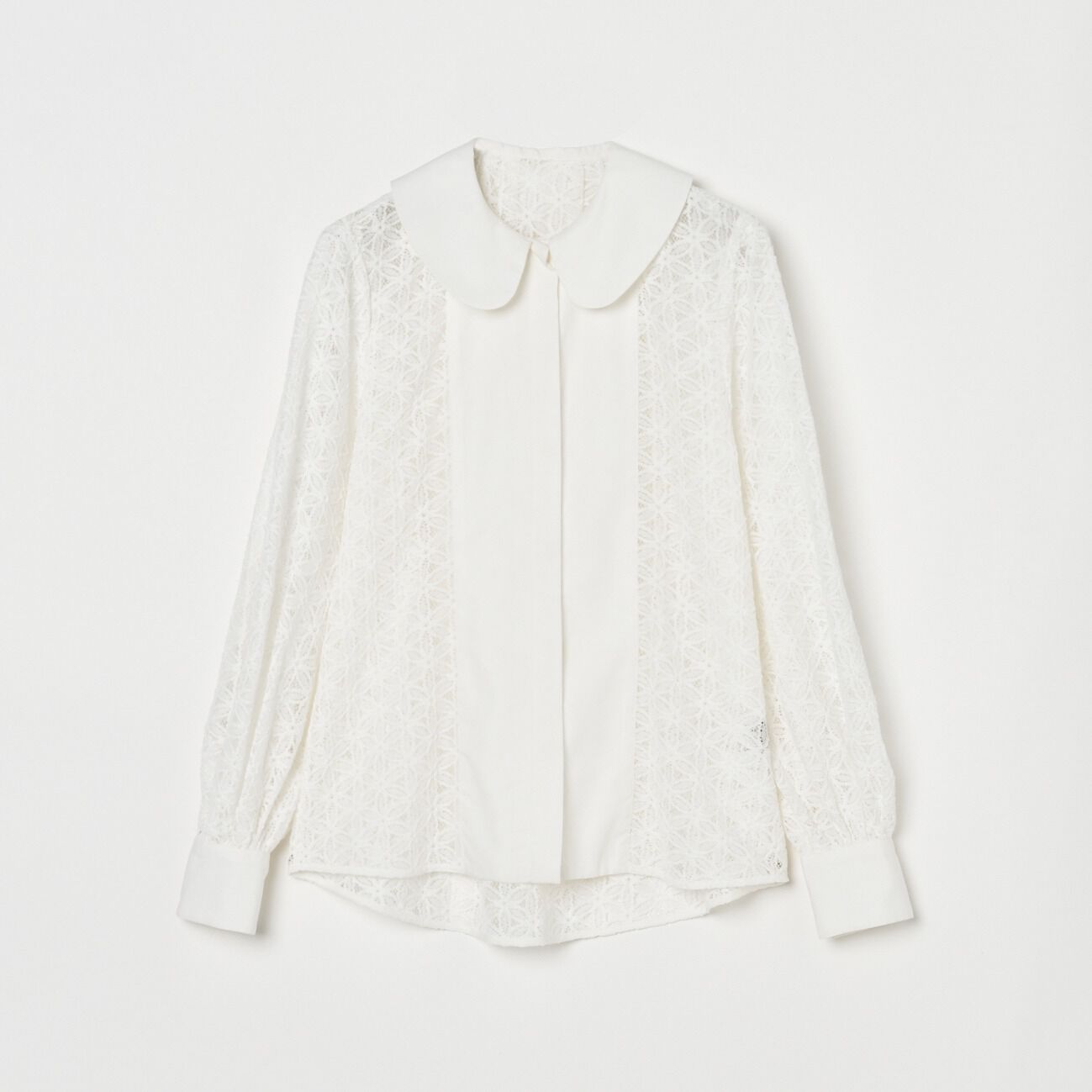HELIOPOLE「HELIOPOLE ROUND COLLAR LACE BLOUSE」|シャツ・ブラウス|ホワイト
