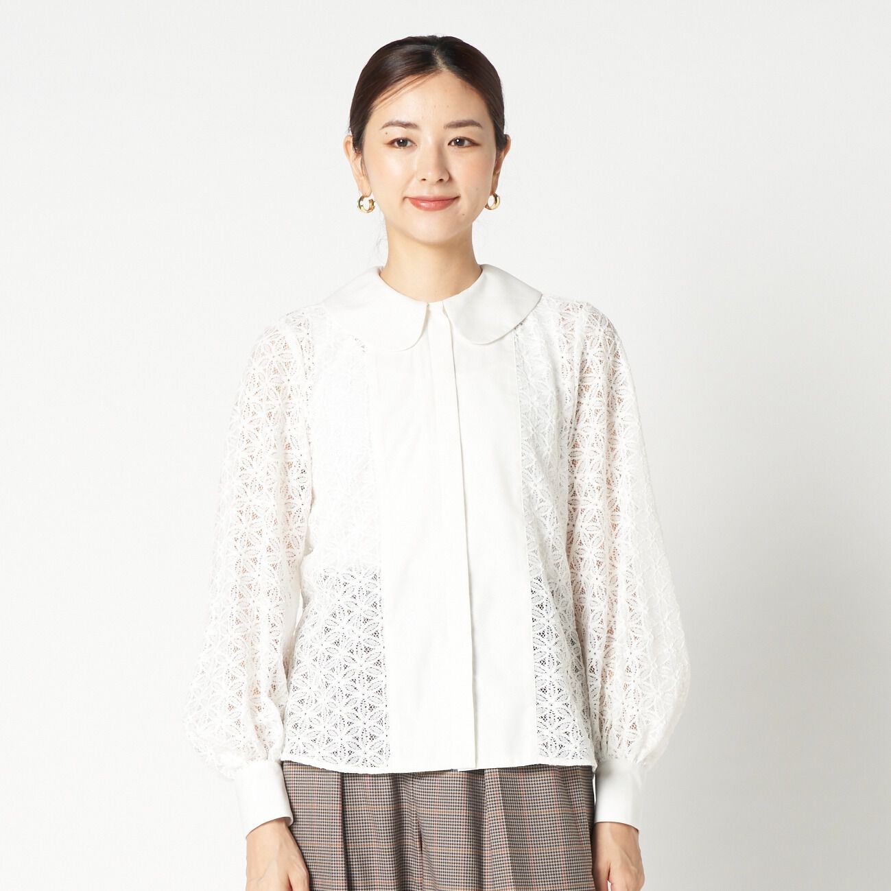 HELIOPOLE「HELIOPOLE ROUND COLLAR LACE BLOUSE」|シャツ・ブラウス|