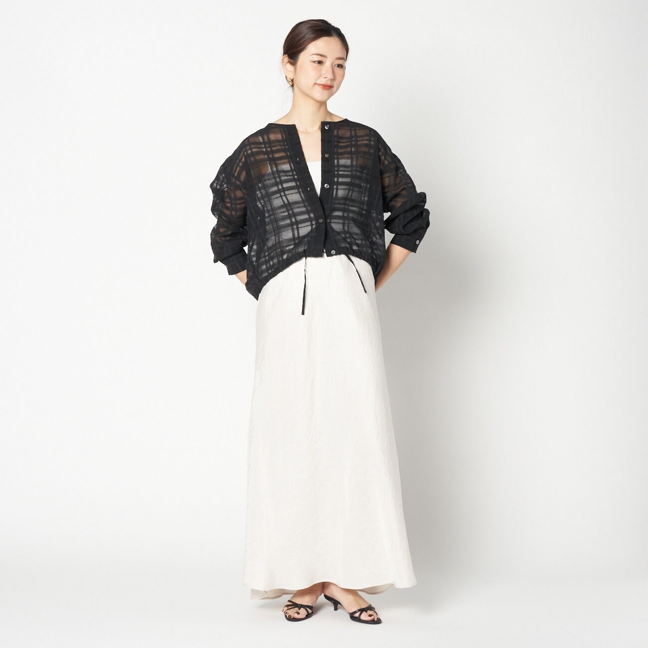 HELIOPOLE「HELIOPOLE SATIN MAXI FLARE SKIRT」|スカート|