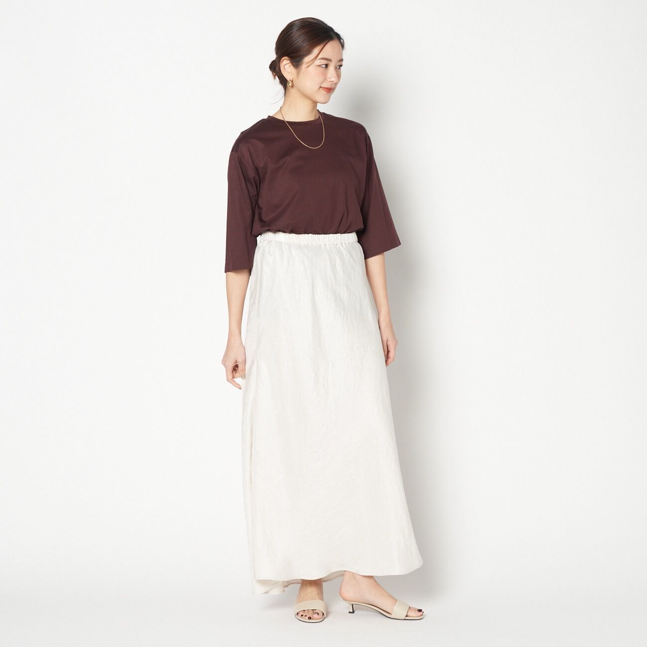 HELIOPOLE「HELIOPOLE SATIN MAXI FLARE SKIRT」|スカート|