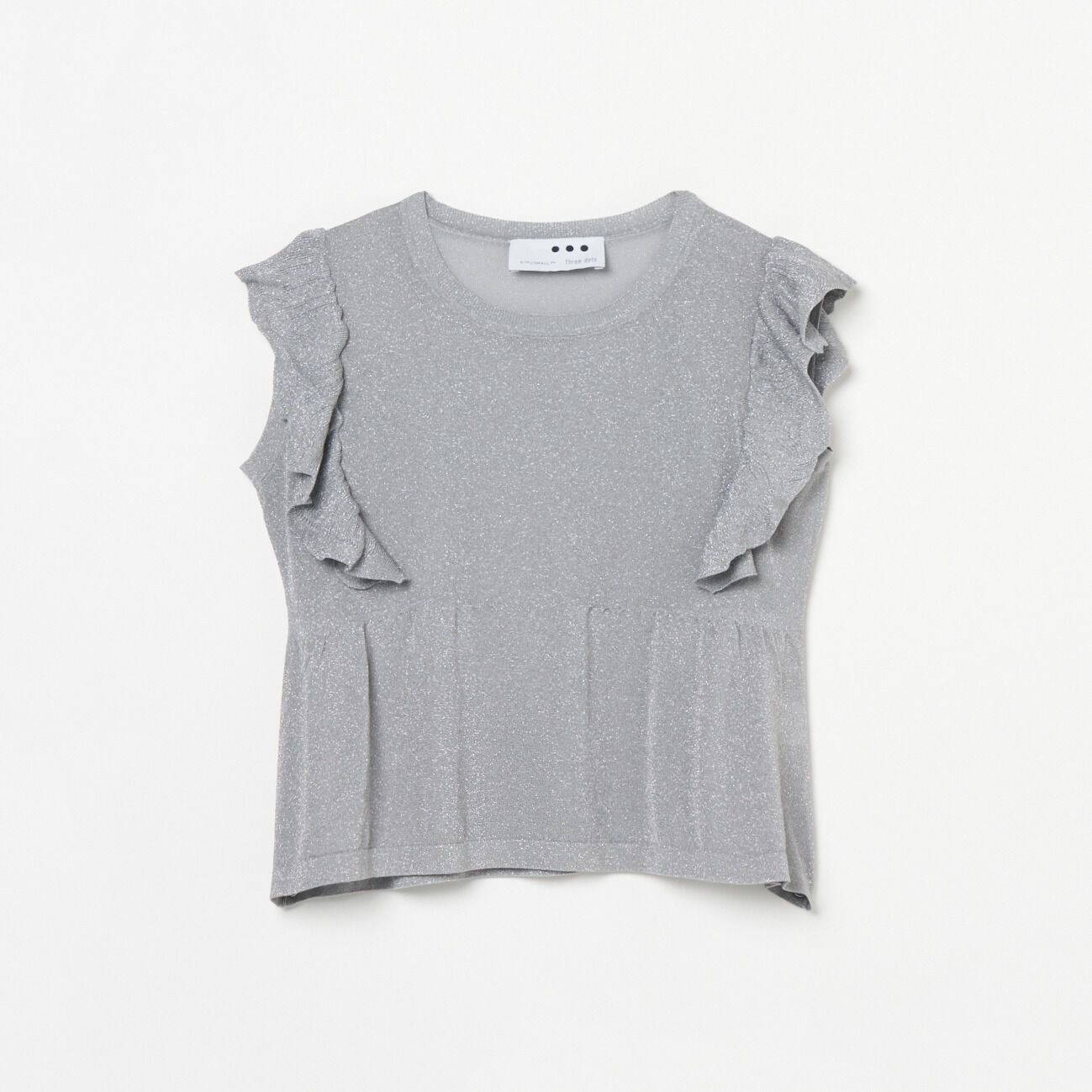  「THREE DOTS RUFFLE TOP」|ニット・セーター|ミディアムグレー