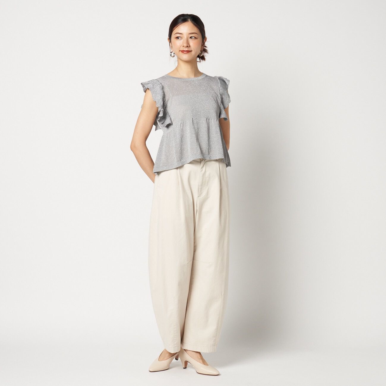  「THREE DOTS RUFFLE TOP」|ニット・セーター|