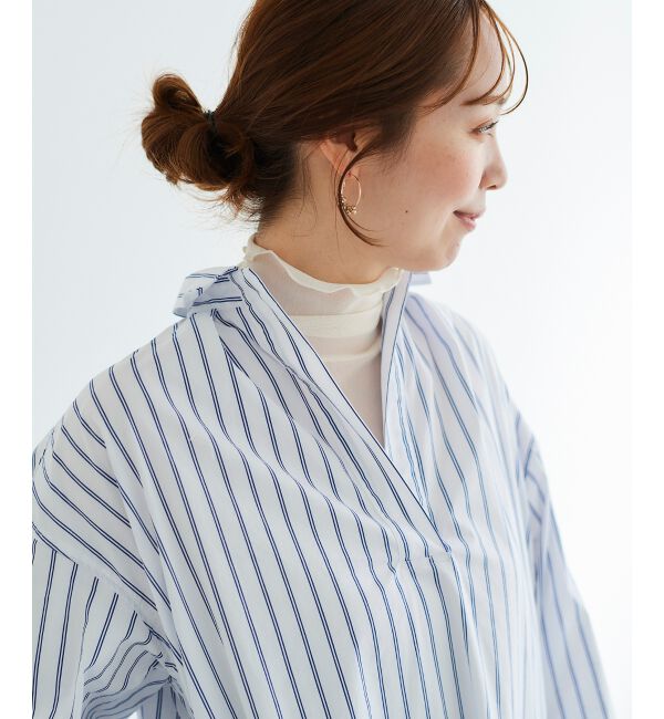 le.coeur blanc「《WEB限定アイテム》ストライプスキッパーシャツワンピース」|ワンピース|