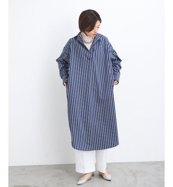 le.coeur blanc「《WEB限定アイテム》ストライプスキッパーシャツワンピース」|ワンピース|