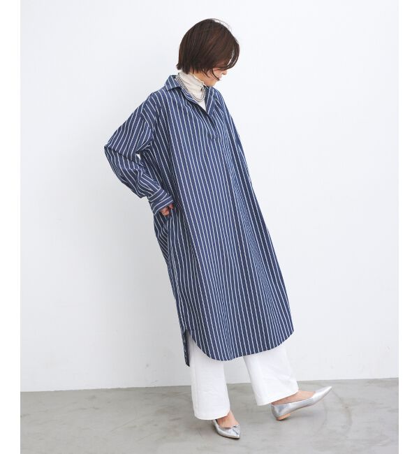 le.coeur blanc「《WEB限定アイテム》ストライプスキッパーシャツワンピース」|ワンピース|