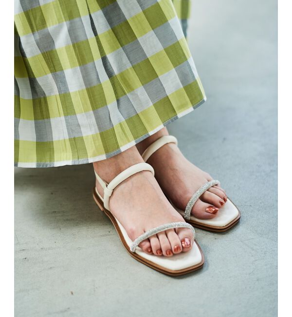 le.coeur blanc「ラインストーン ストラップサンダル」|サンダル|アイボリー