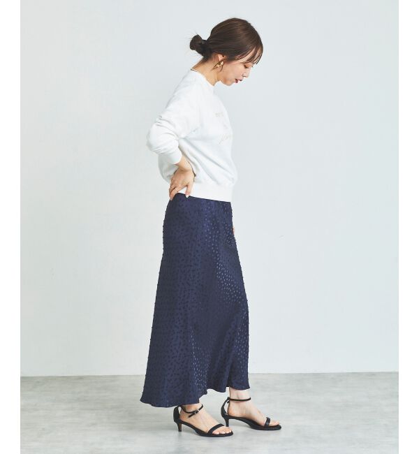 le.coeur blanc「Perle Peche Wジャガードドットナロースカート」|スカート|