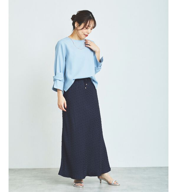 le.coeur blanc「Perle Peche Wジャガードドットナロースカート」|スカート|