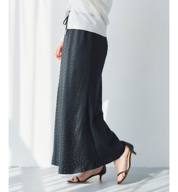 le.coeur blanc「Perle Peche Wジャガードドットナロースカート」|スカート|