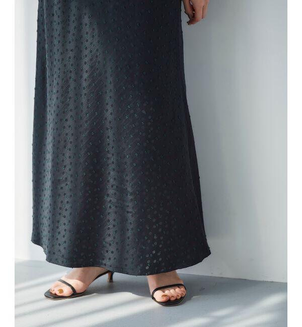 le.coeur blanc「Perle Peche Wジャガードドットナロースカート」|スカート|