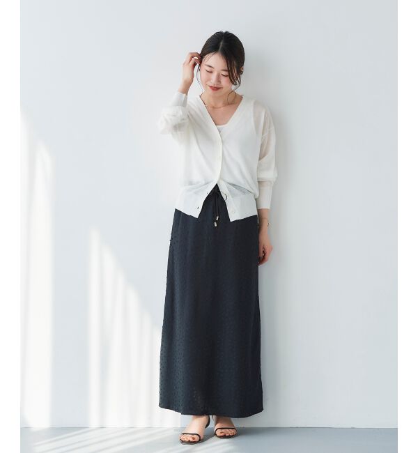 le.coeur blanc「Perle Peche Wジャガードドットナロースカート」|スカート|