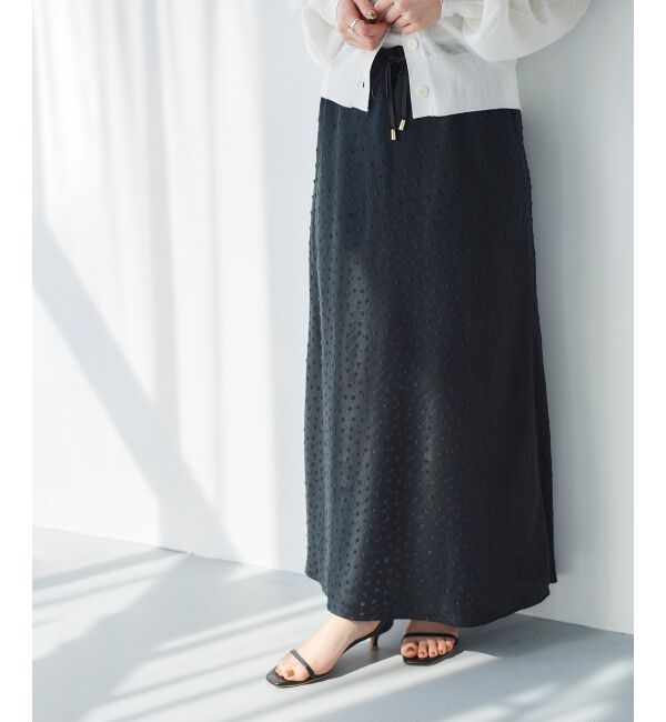 le.coeur blanc「Perle Peche Wジャガードドットナロースカート」|スカート|ブラック