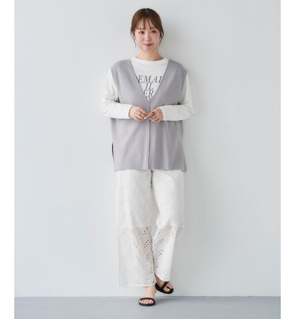 le.coeur blanc「《手洗い可能》ミラノリブVネックベスト」|ベスト・ジレ|