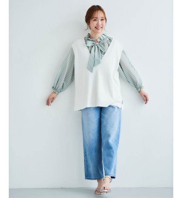 le.coeur blanc「《手洗い可能》ミラノリブVネックベスト」|ベスト・ジレ|