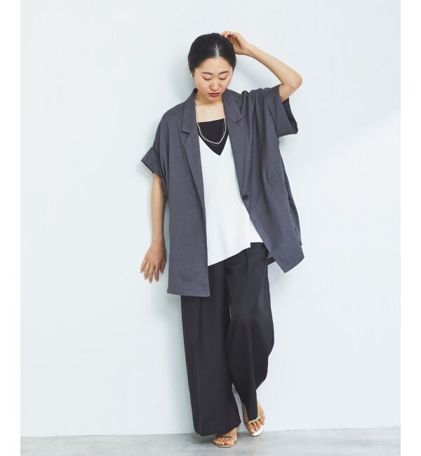 le.coeur blanc「《手洗い可能》ミラノリブVネックベスト」|ベスト・ジレ|