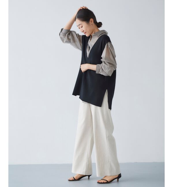 le.coeur blanc「《手洗い可能》ミラノリブVネックベスト」|ベスト・ジレ|