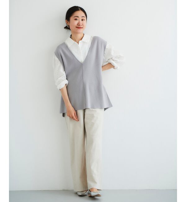 le.coeur blanc「《手洗い可能》ミラノリブVネックベスト」|ベスト・ジレ|