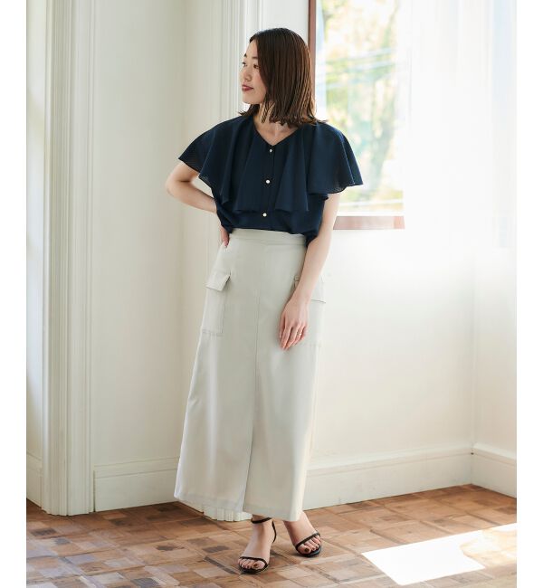 le.coeur blanc「《手洗い可能》ドライタッチカーゴポケットトラペーズスカート」|スカート|