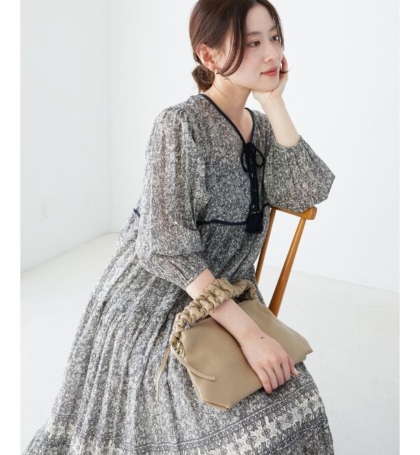  「Fanakaパイピングフラワー柄ワンピ」|ワンピース|