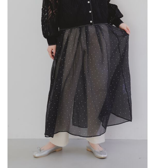 le.coeur blanc「《手洗い可能》箔ドットオーガンジーキャミワンピース」|ワンピース|