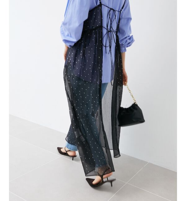 le.coeur blanc「《手洗い可能》箔ドットオーガンジーキャミワンピース」|ワンピース|