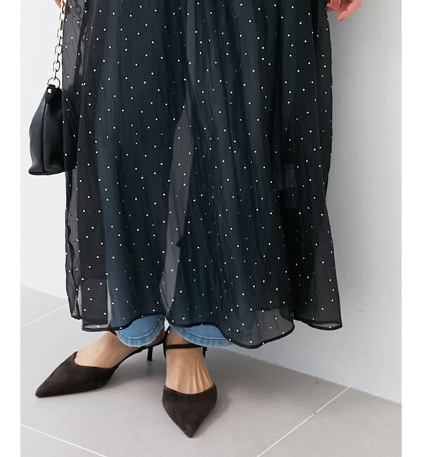 le.coeur blanc「《手洗い可能》箔ドットオーガンジーキャミワンピース」|ワンピース|