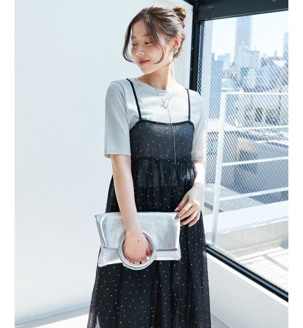 le.coeur blanc「《手洗い可能》箔ドットオーガンジーキャミワンピース」|ワンピース|