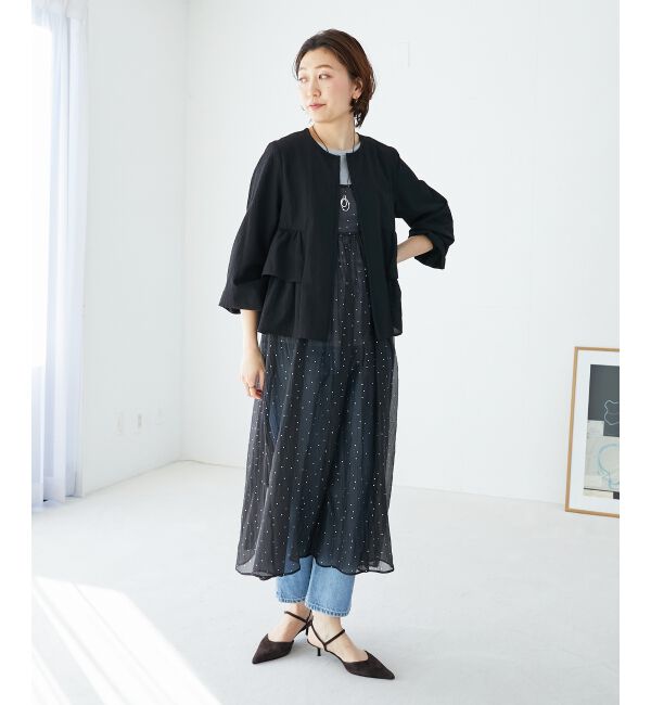 le.coeur blanc「《手洗い可能》箔ドットオーガンジーキャミワンピース」|ワンピース|