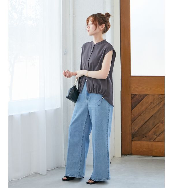  「リネンライク裾ドロストブラウス」|シャツ・ブラウス|