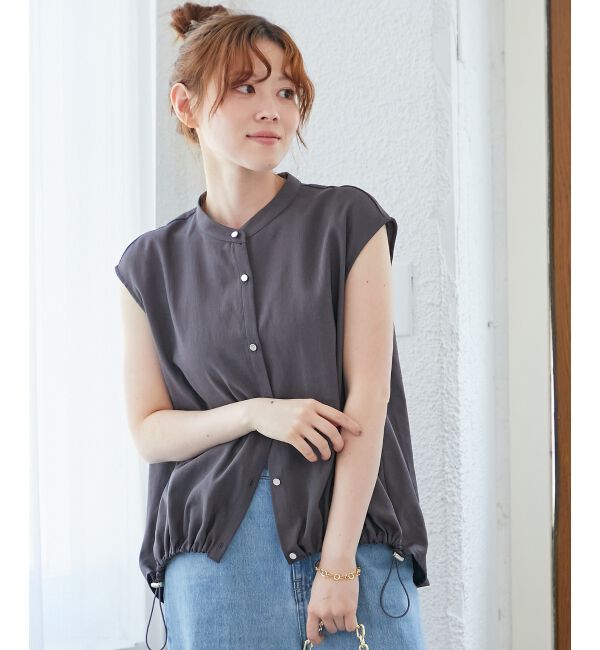  「リネンライク裾ドロストブラウス」|シャツ・ブラウス|
