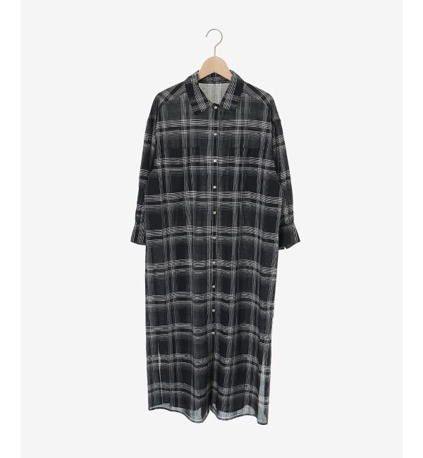  「シアーチェックシャツワンピース」|ワンピース|
