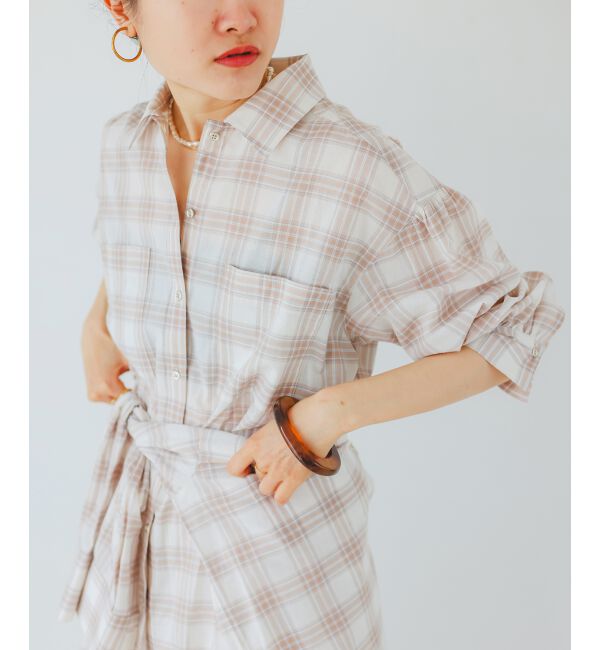 「シアーチェックシャツワンピース」|ワンピース|